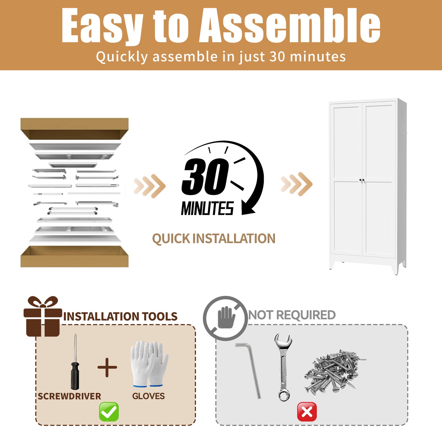 VIYET 75" Metal Kitchen Pantry Cabinet, Tall Freestanding Storage Cabinet with 5 Adjustable Shelves, Steel Organizer for Kitchen, Dining Room, White