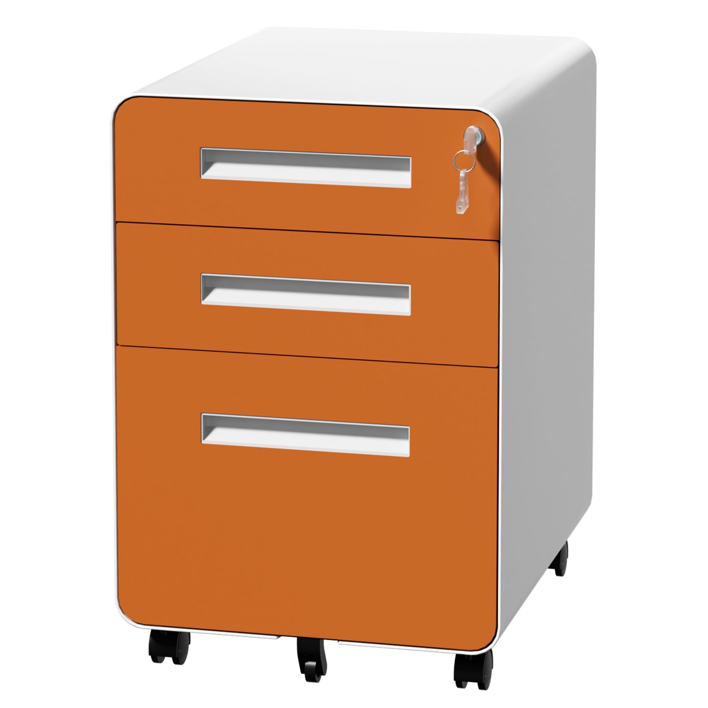 VIYET 3 Drawer Mobile File Cabinet, Rolling Metal Filing Cabinet with Lock, Steel Office Storage Cabinet on Wheels for Letter Legal Files, Home Office Organizer