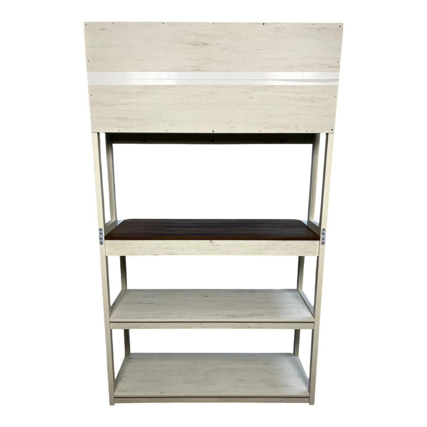 VIYET 67" 5-Tier Bakers Rack (White & Rustic Brown), Particle Board Kitchen Storage Shelf (Microwave Stand & Coffee Bar Organizer)