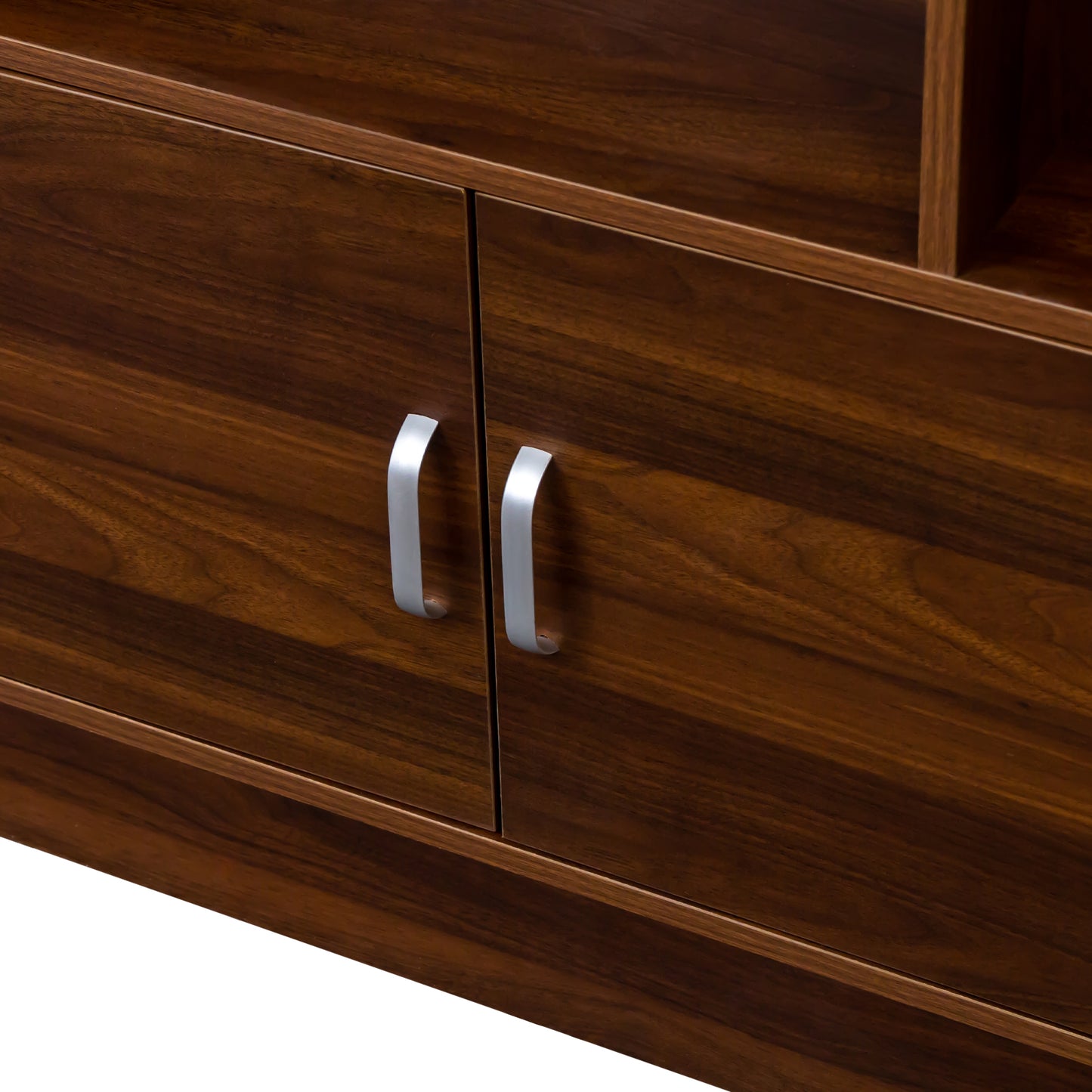 VIYET 71" 4-Tier Cube Bookshelf with 3 Doors, Walnut Particle Board Storage Organizer (10 Cubes Open Shelf Bookcase for Living Room & Office)