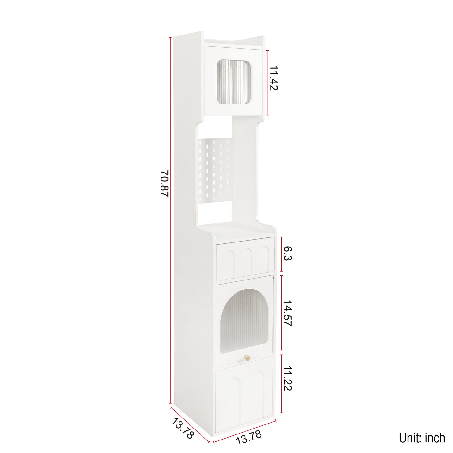 VIYET 71" Tall Narrow Storage Cabinet - White Particle Board+MDF, 1 Door & 2 Drawers, Kitchen Use