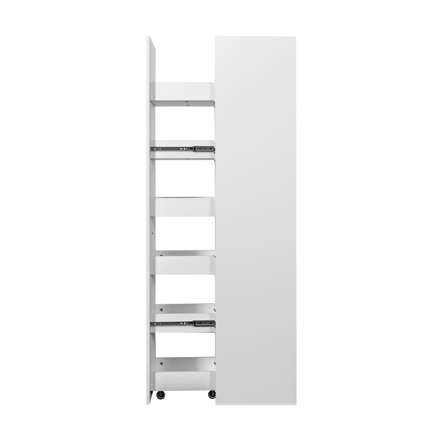 VIYET 71" Slim Rolling Storage Cart, White Wood Narrow Kitchen Organizer (6-Tier Shelf with Handle & Wheels for Small Spaces)