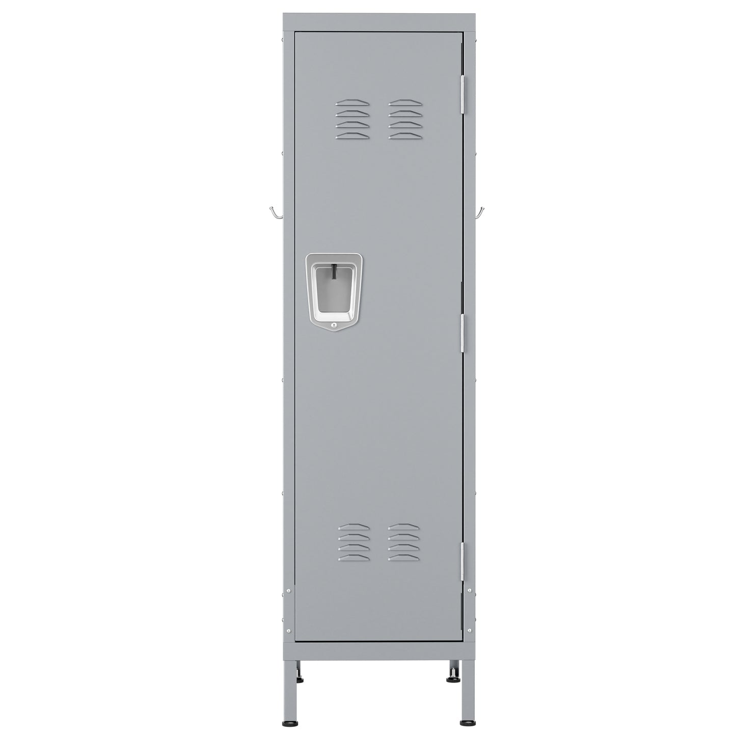 VIYET 55" Steel Wardrobe Cabinet with Lock, Slim Metal Clothing Storage Locker with Ventilated Door, Side Hooks & Anti-Tip Kit for Bedroom, Gray
