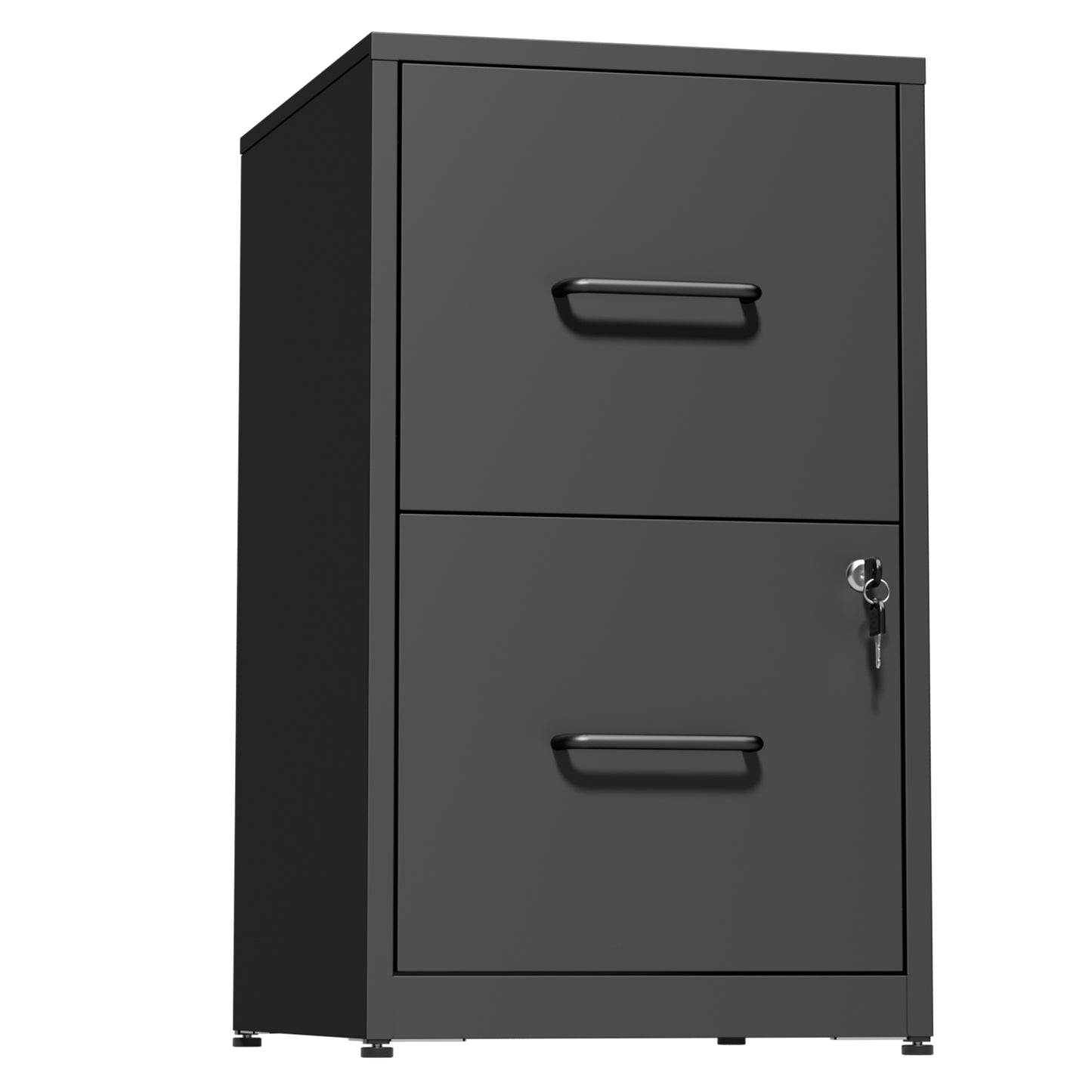 VIYET 2 Drawer Vertical File Cabinet with Lock, Metal Under Desk Filing Cabinet with Anti-Tip Kit, Adjustable Rails for Letter & Legal Files, Black Office Storage