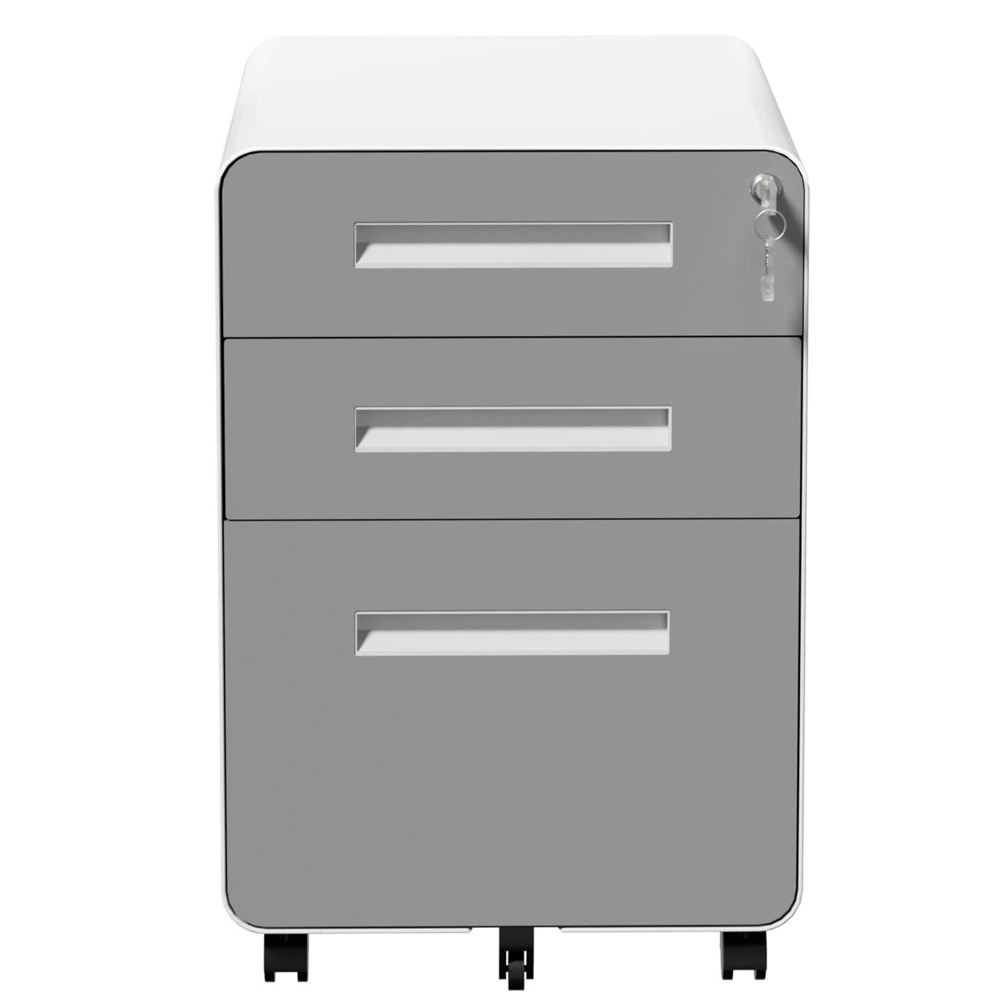 VIYET 3 Drawer Mobile File Cabinet, Gray Metal Rolling Filing Cabinet with Lock, Steel Office Storage Cabinet on Wheels for Letter Legal Files, Home Office Organizer