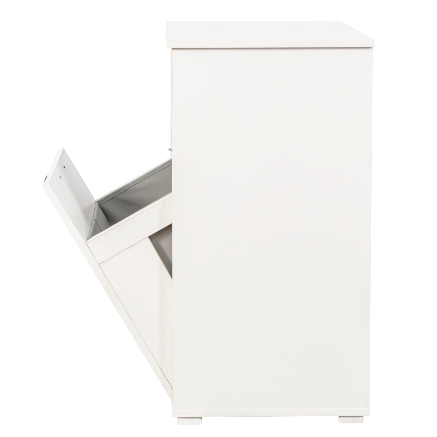 VIYET 29.5" Storage Cabinet, White Particle Board+MDF Storage Cabinet w/ 1 Removable Liner Bag & Open Shelf