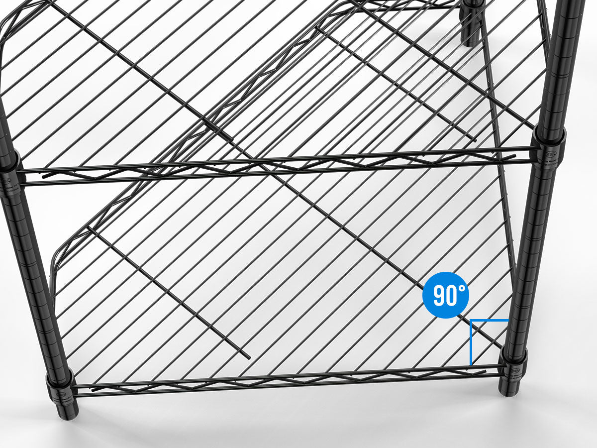 VIYET 72" 6-Tier Corner Wire Shelf Rack - Black Chrome Adjustable Metal, NSF Certified 600LBS