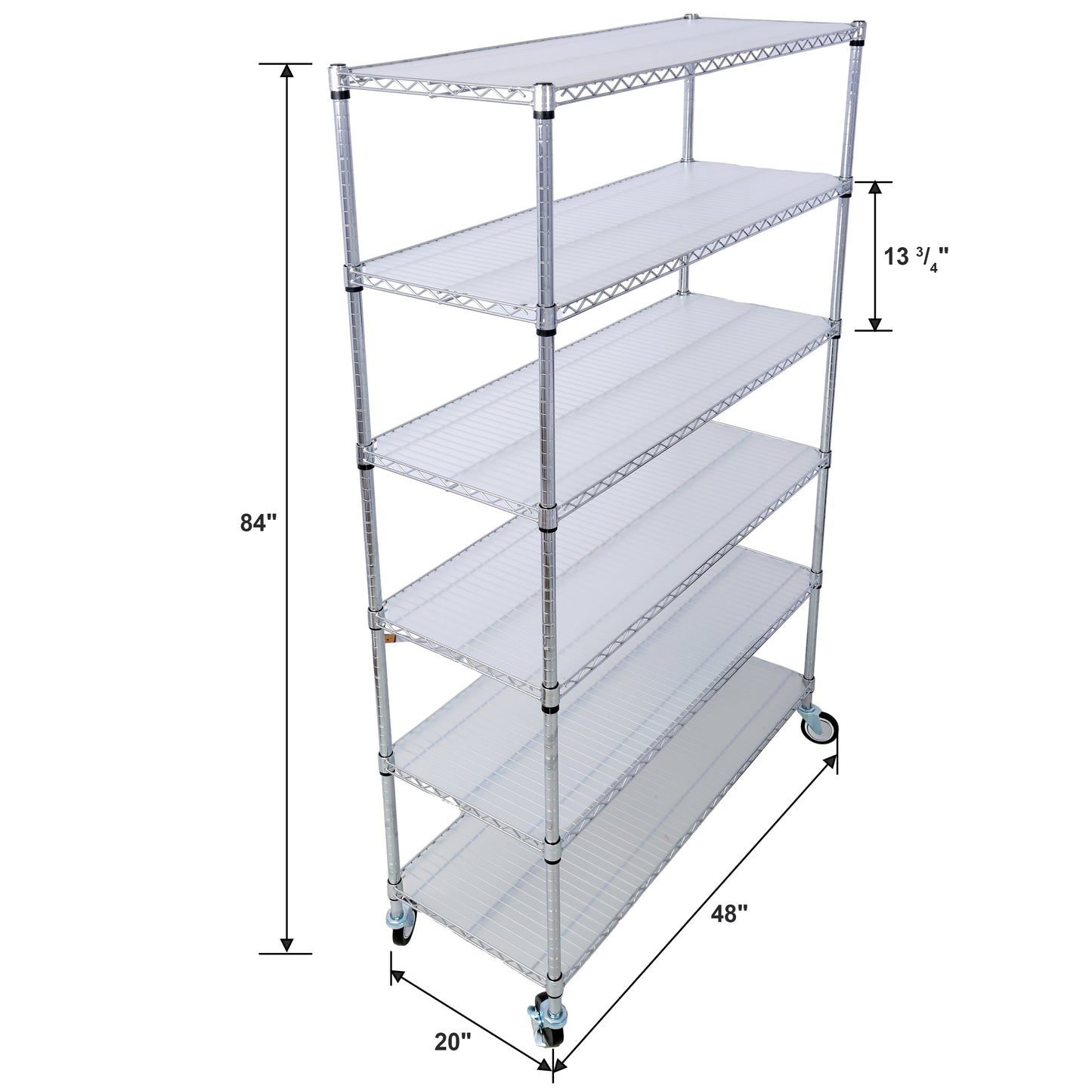 VIYET 6 Tier 6000LBS NSF Metal Wire Shelving, Heavy Duty Adjustable Storage Rack with Wheels & Shelf Liners (Chrome)