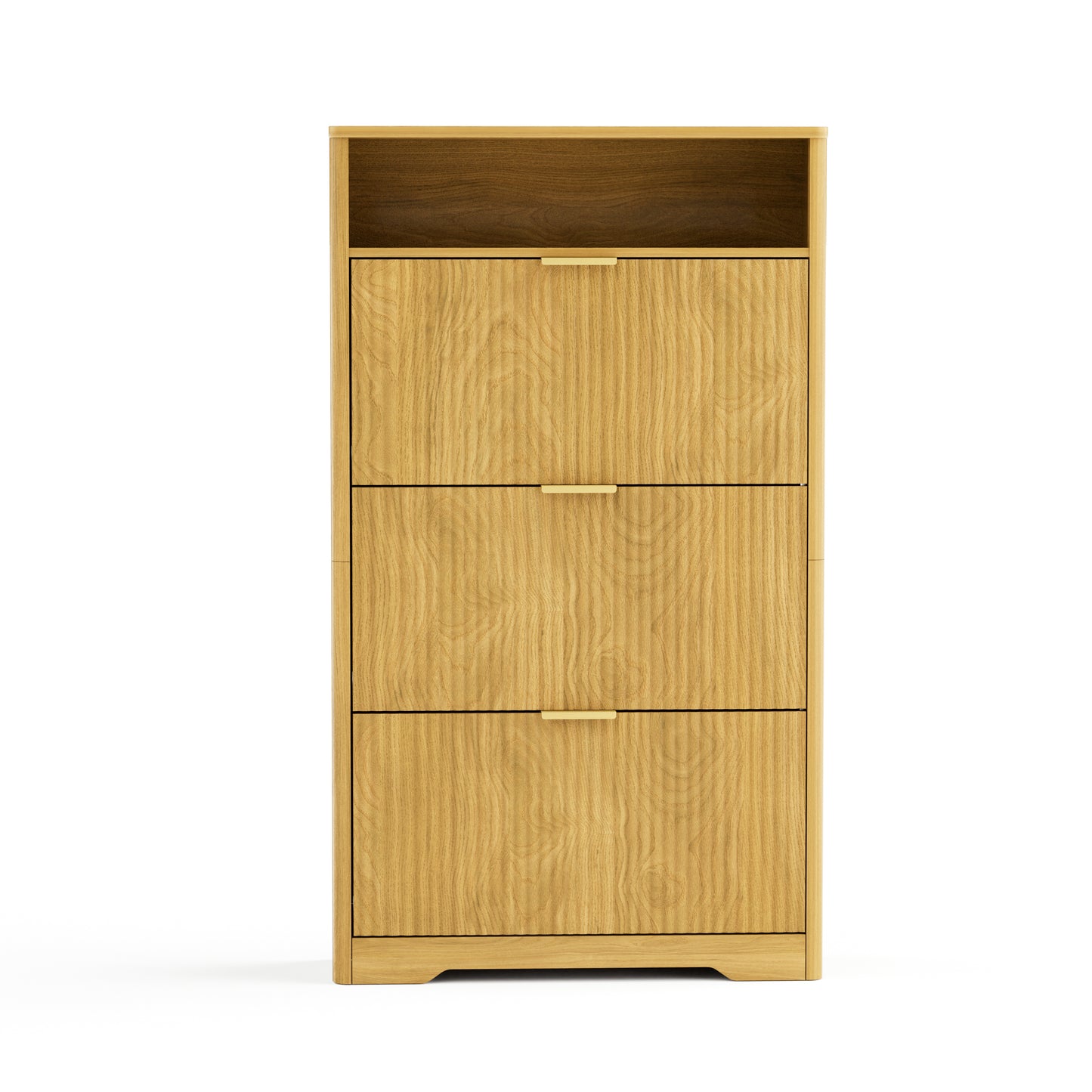 VIYET 54" Tall Freestanding Shoe Cabinet - Natural Particle Board+MDF, 3 Flip Drawers, Adjustable Shelves, Hidden Entryway Storage