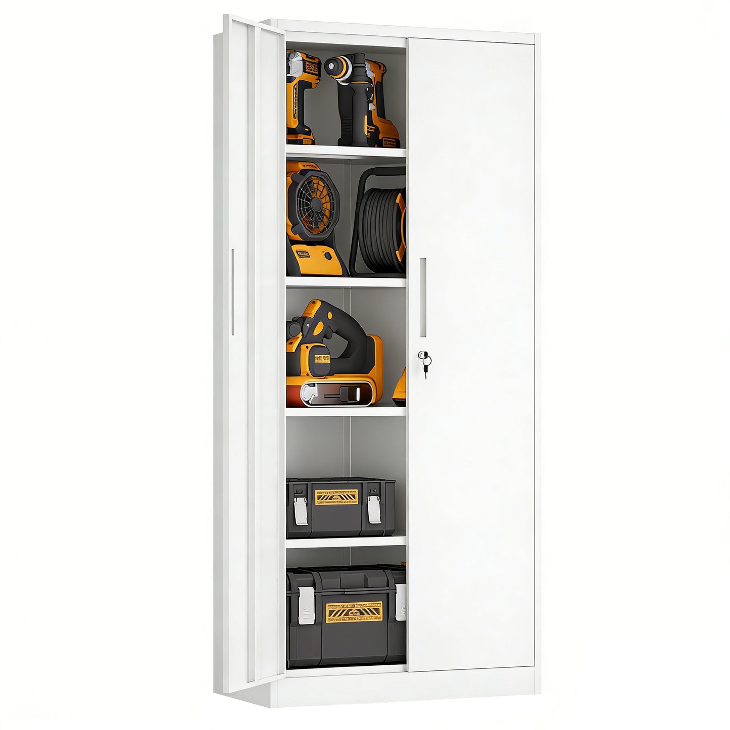 VIYET 71" Metal Storage Cabinet with Locking Doors, 4 Adjustable Shelves, Heavy Duty Steel Utility Cabinet for Garage, Office, Pantry & Classroom