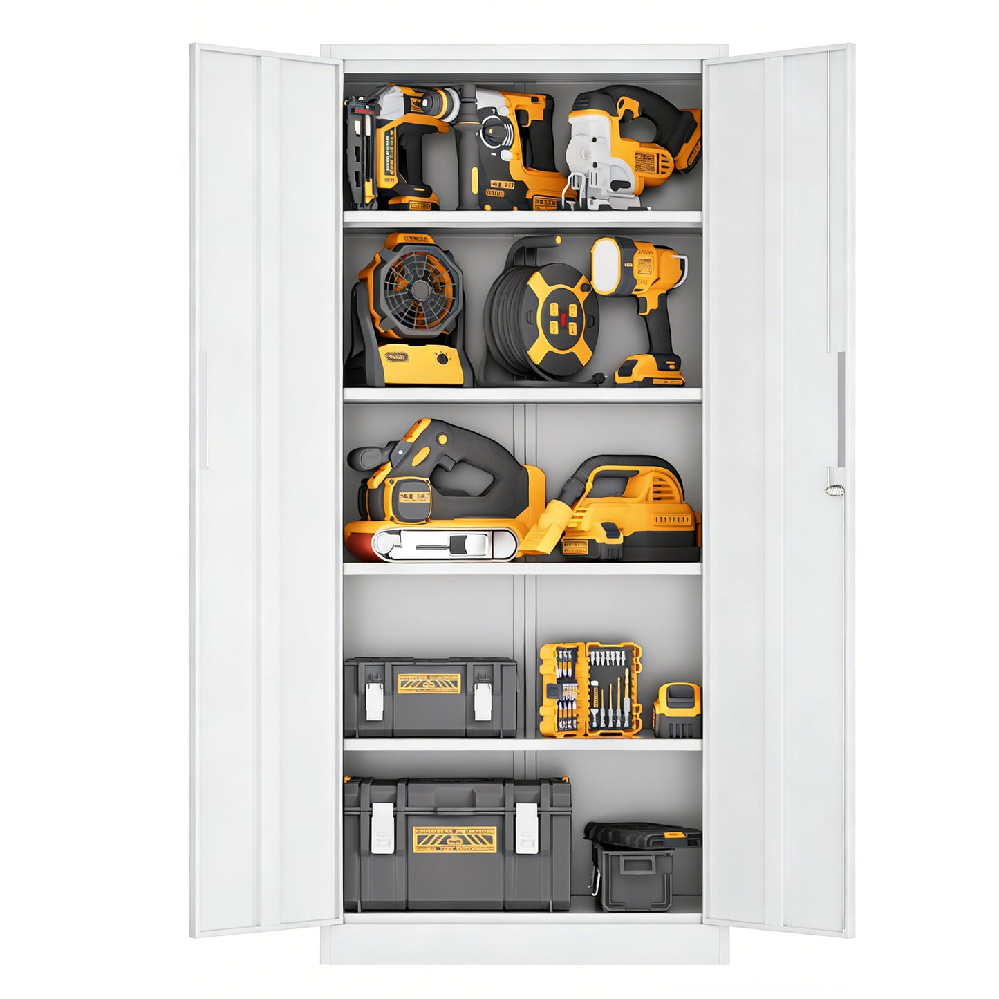 VIYET 71" Metal Storage Cabinet with Locking Doors, 4 Adjustable Shelves, Heavy Duty Steel Utility Cabinet for Garage, Office, Pantry & Classroom