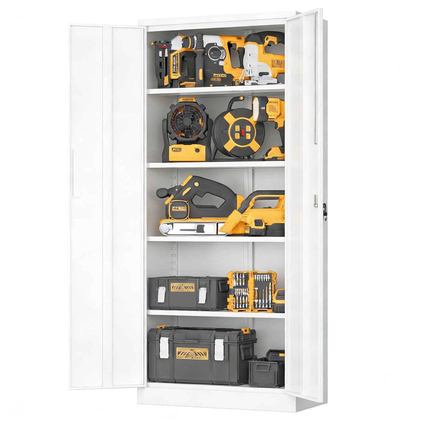 VIYET 71" Metal Storage Cabinet with Locking Doors, 4 Adjustable Shelves, Heavy Duty Steel Utility Cabinet for Garage, Office, Pantry & Classroom