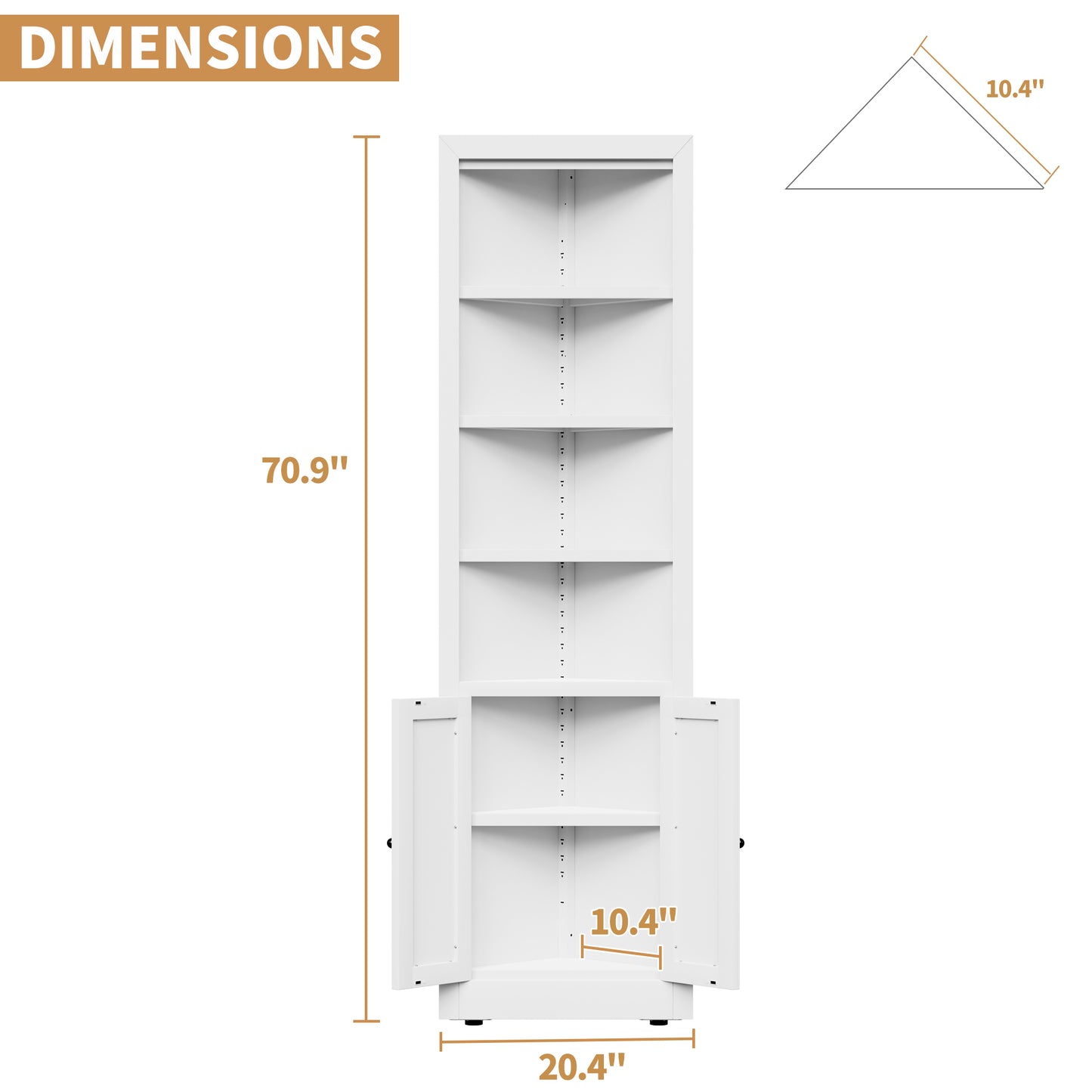 VIYET 71" Tall Corner Storage Cabinet, 5-Tier Metal Corner Cabinet with Adjustable Shelves, Freestanding Space-Saving Organizer