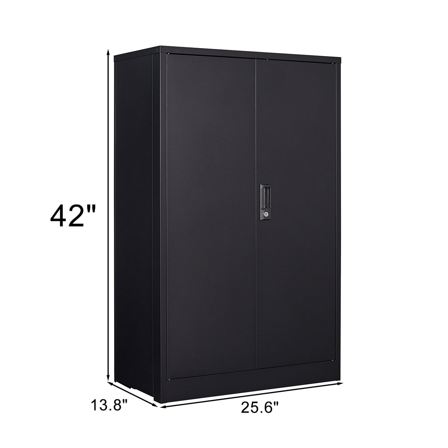 VIYET 41.97"H Metal Folding Storage Cabinet, Filing Cabinet w/ Locking Doors & Adjustable Shelf, Black