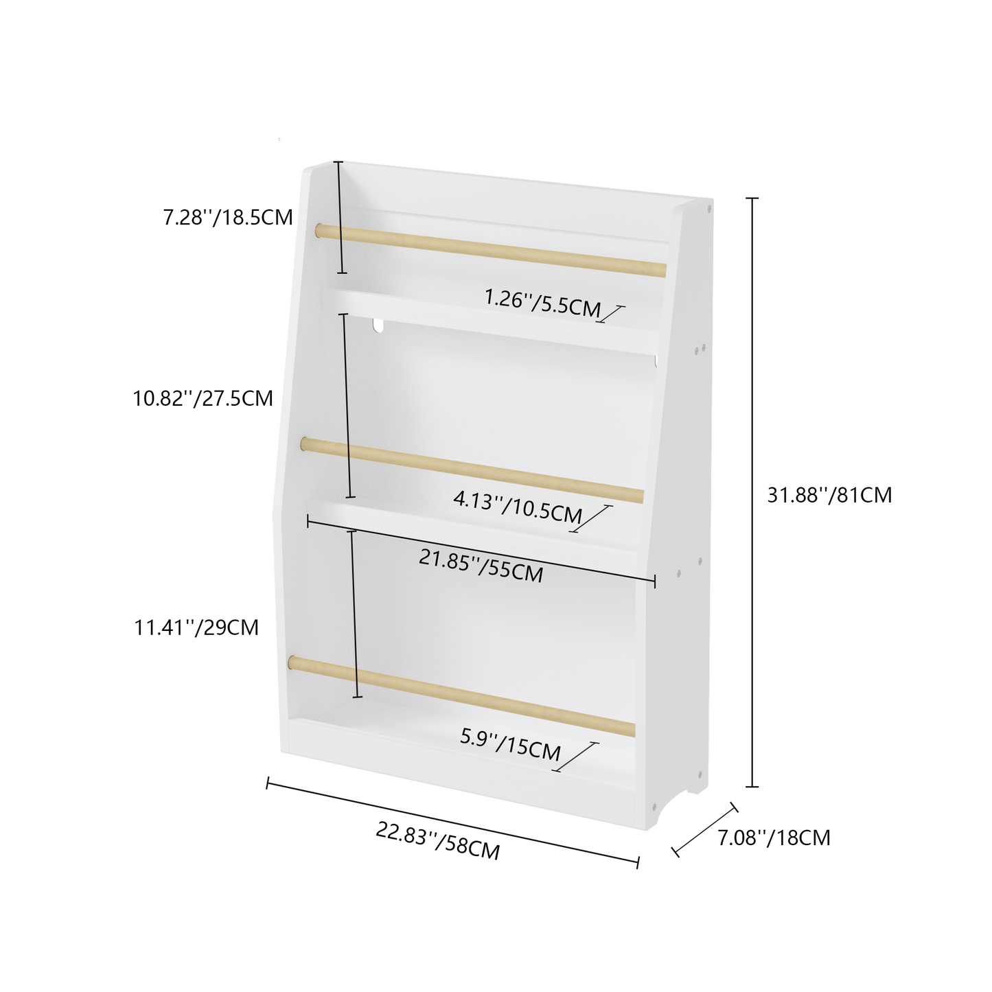 VIYET 3 Tier Kids Bookshelf, Front Facing Book Display Rack for Toddlers, Wooden Book Organizer for Bedroom, Playroom, Nursery and Classroom, White