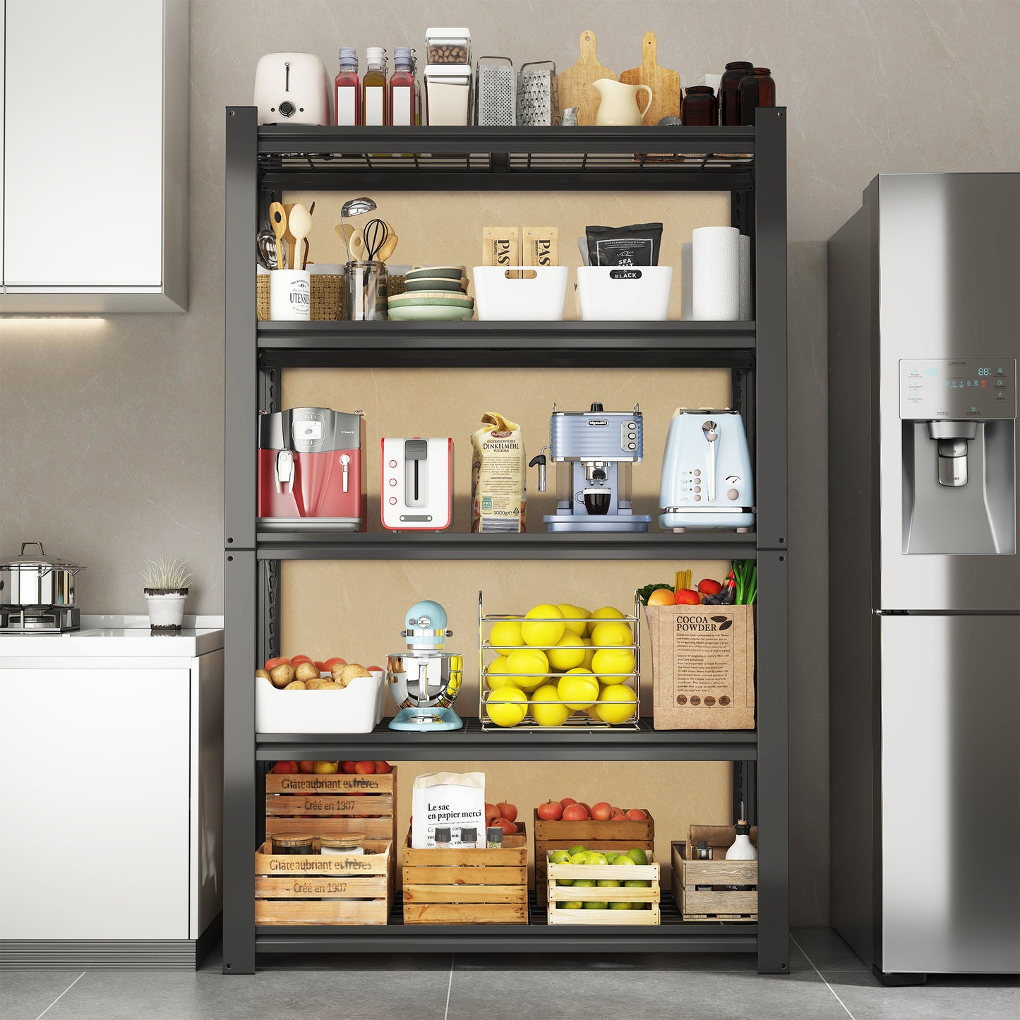 VIYET 72"H 5-Tier Heavy-Duty Metal Mesh Storage Rack - 2000 Lbs Total Capacity, Adjustable Steel Shelving Organizer for Garage/Pantry/Kitchen/Office - 35.43"W×15.75"D