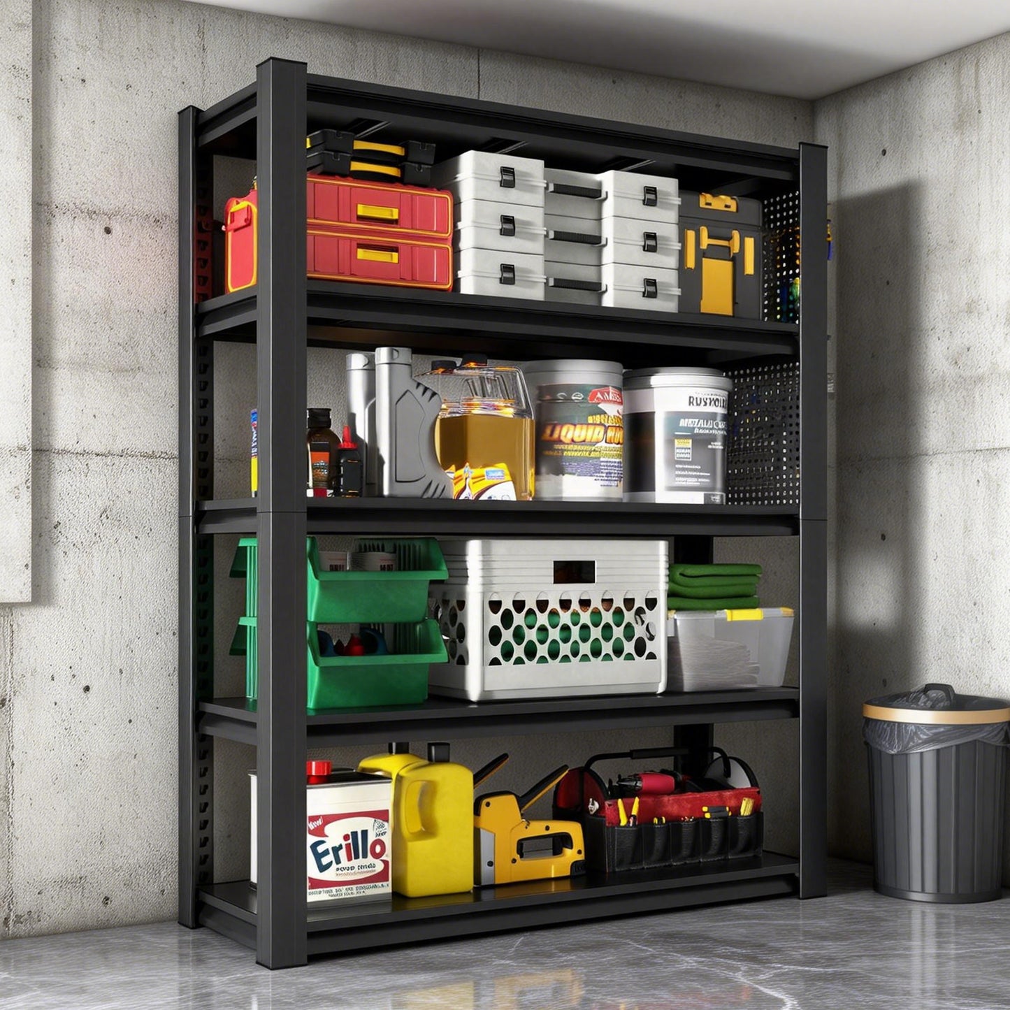 VIYET 78"H 5-Tier Heavy-Duty Metal Shelving with Pegboard- 2000LBS Total Capacity (400LBS/Shelf), Adjustable Multipurpose Storage Rack for Garage/Warehouse/Office/Kitchen - 47.2"W×18"D