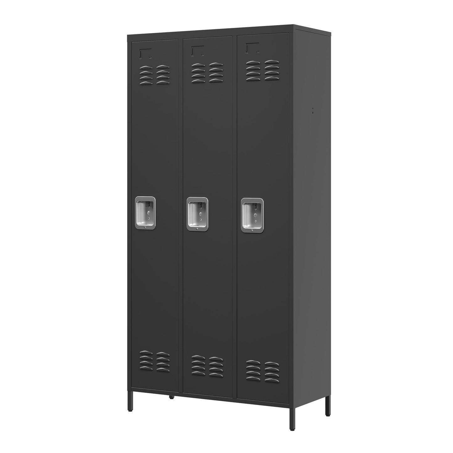 VIYET 72" 3 Door Metal Locker Storage Cabinet with Locks, Freestanding Employee Locker for Office, School, Gym, Garage & Home, Black