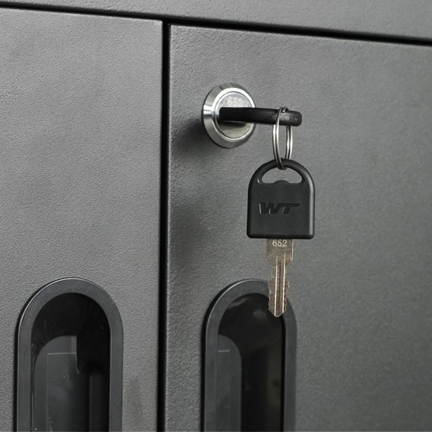 VIYET 35"H Heavy-Duty Steel Tool Cabinet with Wheels - 360° Lockable Casters & 3-Sided Top Fence, Mobile Storage for Garage/Home/Office/Workshop, Black+Gray