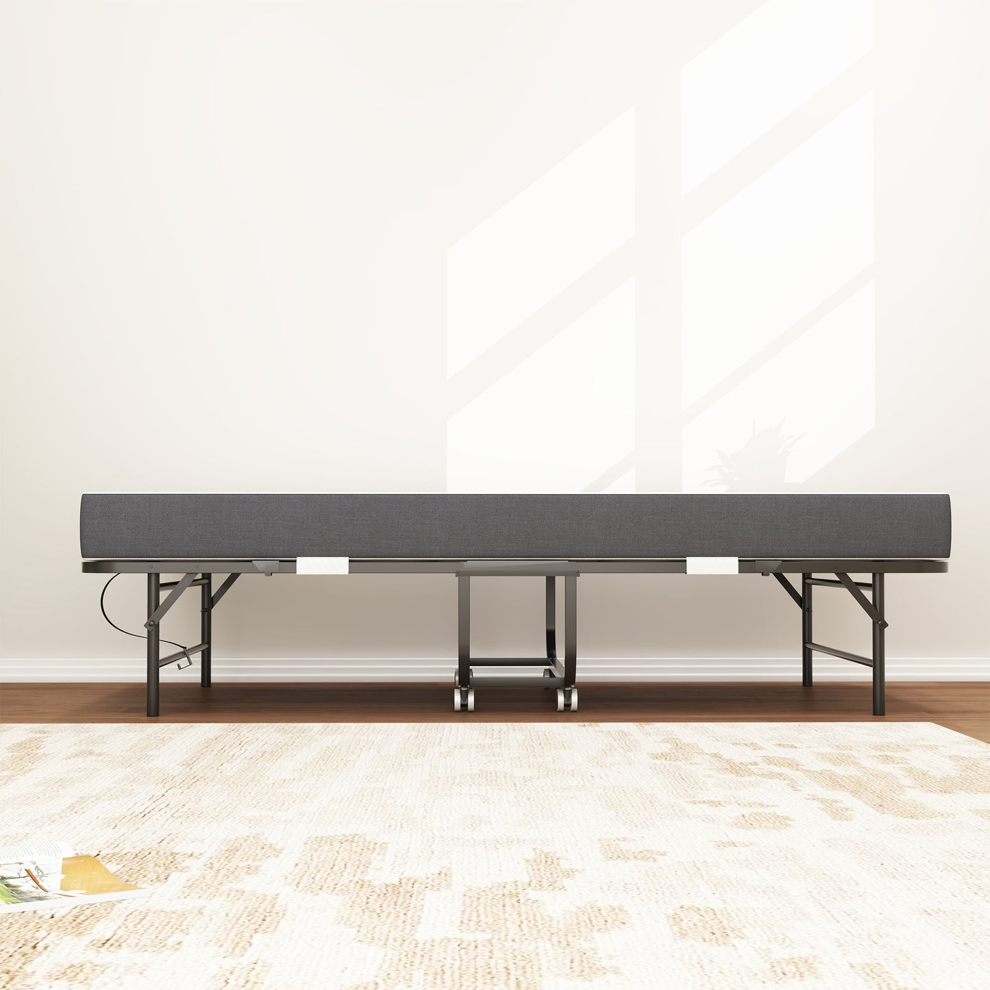VIYET 12.60''H Extra Long Folding Bed for Tall People, 450LBS Heavy Duty Rollaway Guest Bed with 5" Memory Foam Mattress, Portable Twin Size Bed