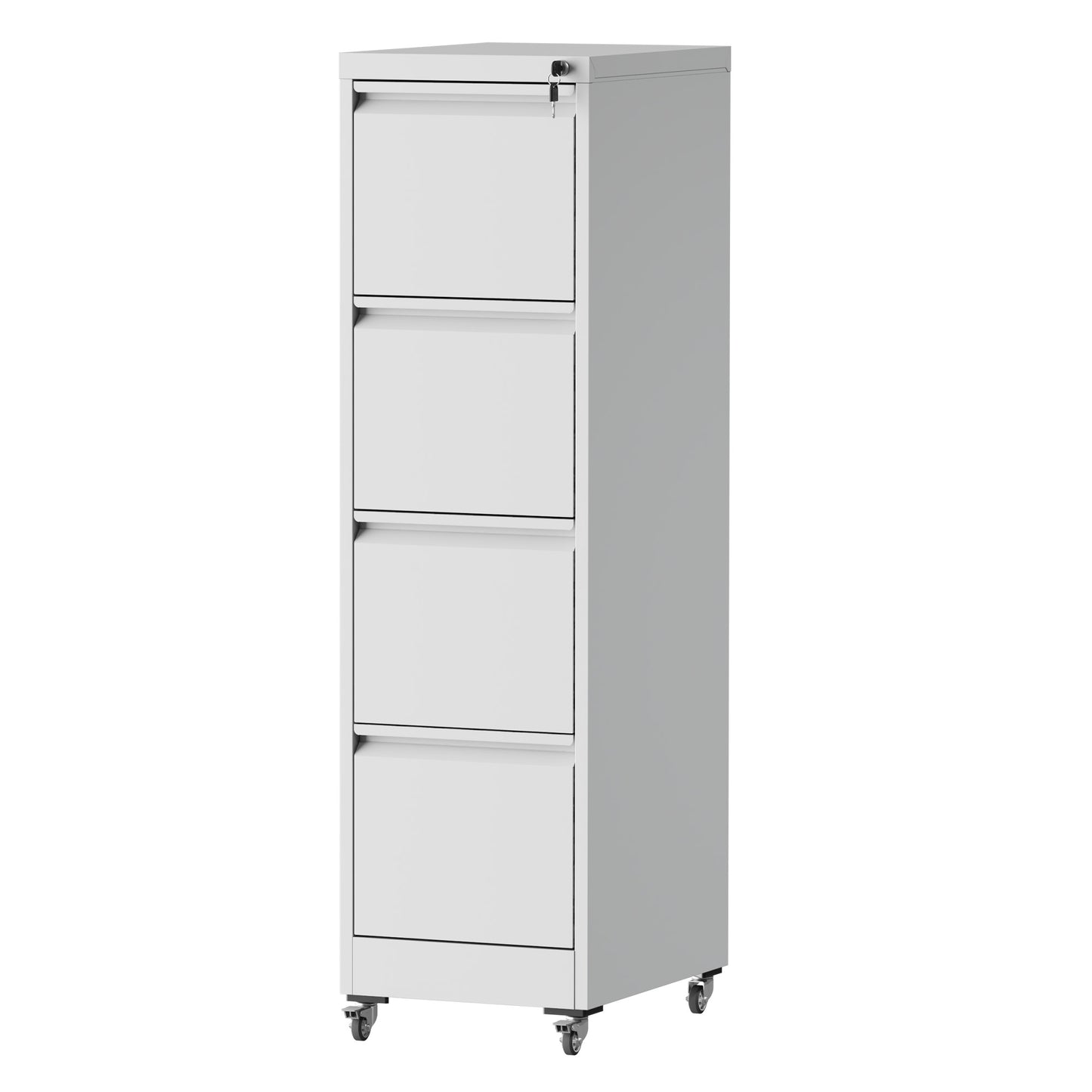 VIYET 4-Drawer Rolling Metal File Cabinet with Lock, Vertical Filing Cabinet on Wheels, Fits Letter & Legal Files, White