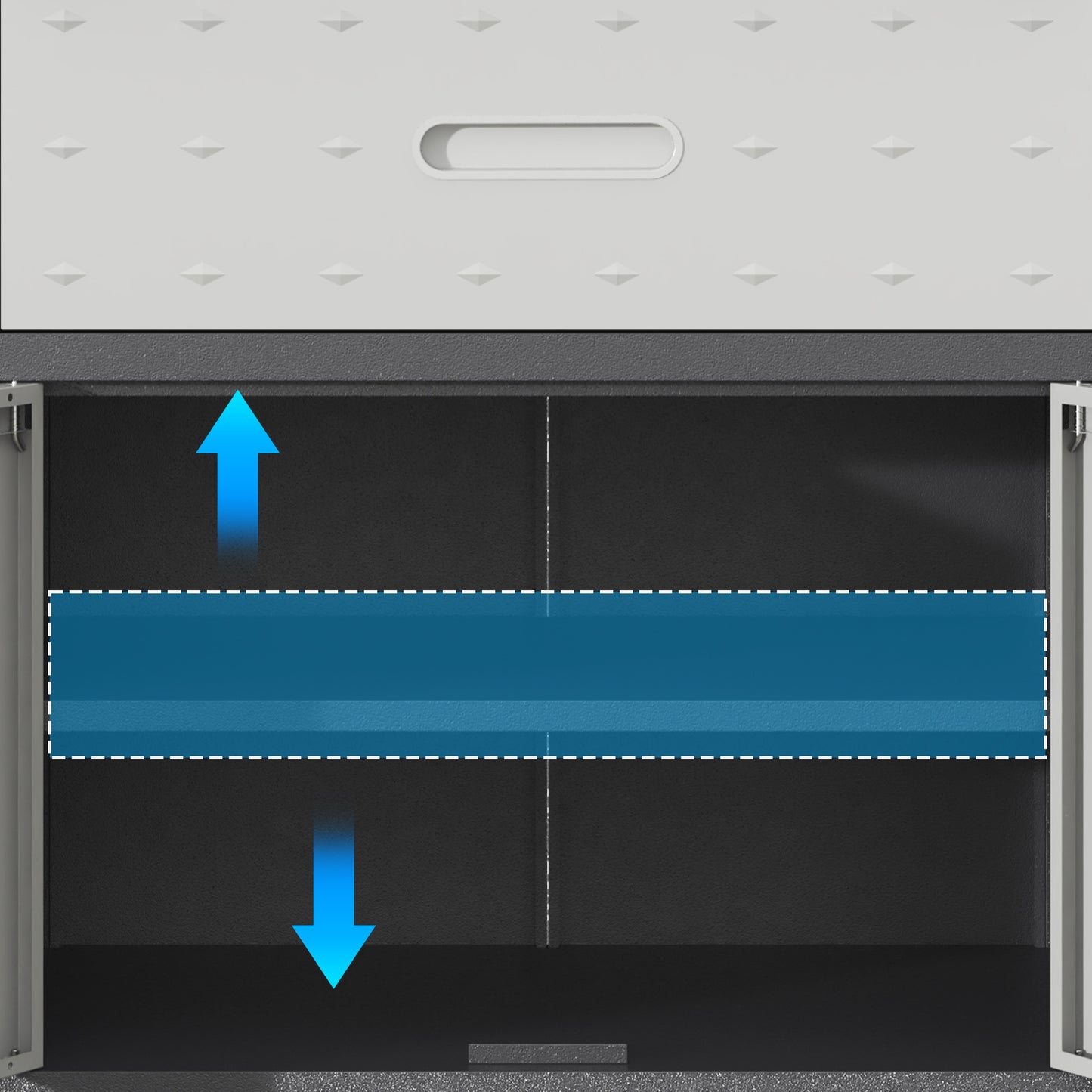 VIYET 35"H Heavy-Duty Steel Tool Cabinet with Wheels - 1 Drawer + 2 Locking Doors, Mobile Storage Cabinet for Garage/Home/Office/Workshop, Black+Gray