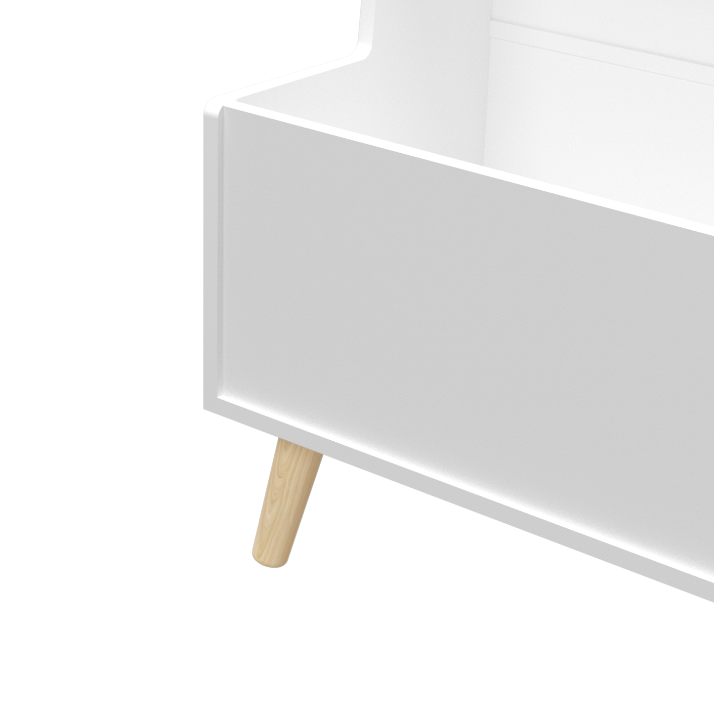 VIYET 37" Kids Bookshelf & Toy Organizer - White MDF+Pine Legs, 2 Shelves, Storage Bin, Anti-Tipping