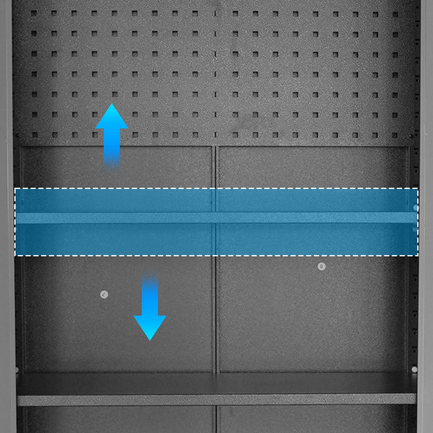 VIYET 71"H Heavy-Duty Steel Garage Cabinet with Wheels & Lock - 3 Adjustable Shelves, 2 Hinged Doors, Mobile Organizer for Garage/Home/Office/School, Black+Gray