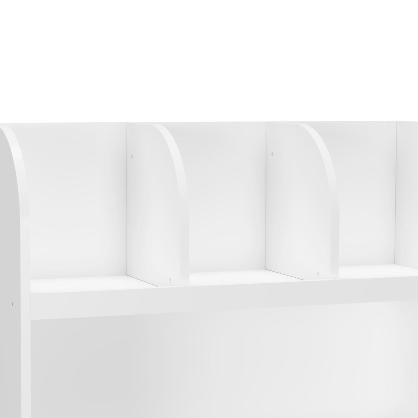 VIYET 24" Kids 4-Compartment Bookcase, White MDF Storage Display Rack (Anti-Tipping Toy Organizer for Playroom/Nursery)