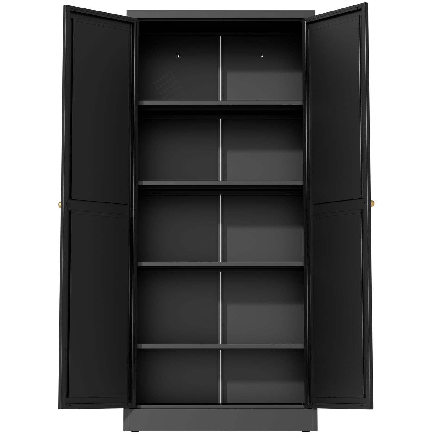 VIYET 61" Black Metal Kitchen Pantry Cabinet, 4 Adjustable Shelves 110lb Capacity, Heavy Duty Freestanding Organizer