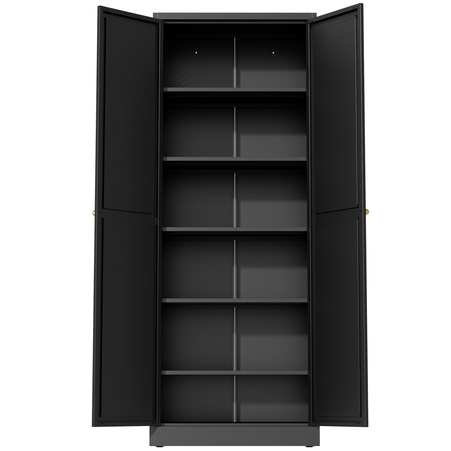 VIYET 72" Black Metal Kitchen Pantry Cabinet with Doors, 5 Adjustable Shelves, Heavy-Duty Tool-Free Freestanding Organizer