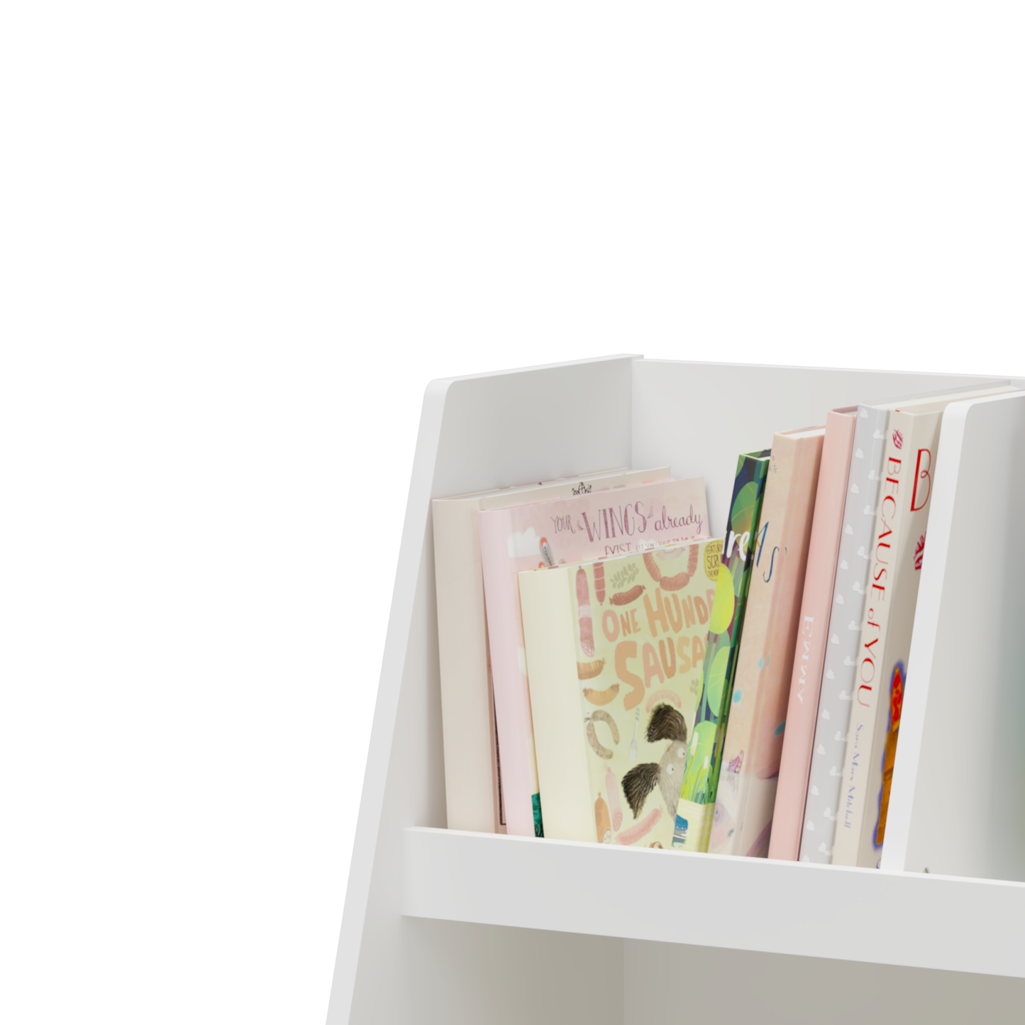 VIYET 28" Kids 5-Cubby Bookshelf Toy Organizer,White Wooden 2-Tier Storage Rack w/ Pine Legs (Anti-Tipping Nursery/Playroom Organizer)