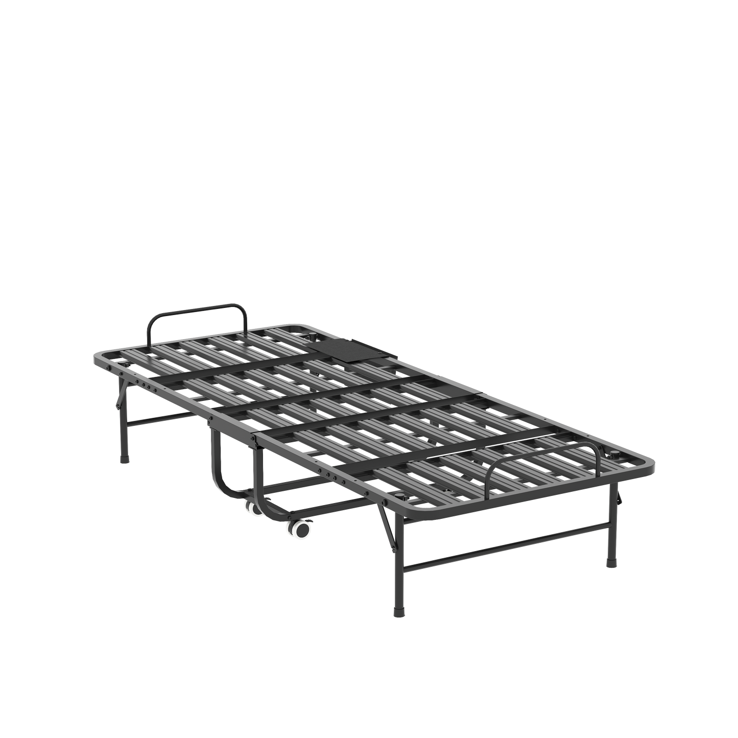 VIYET Twin Folding Rollaway Guest Bed with Side Storage Pocket, 5" Memory Foam Mattress, 450LB Heavy Duty Bed with Wheels