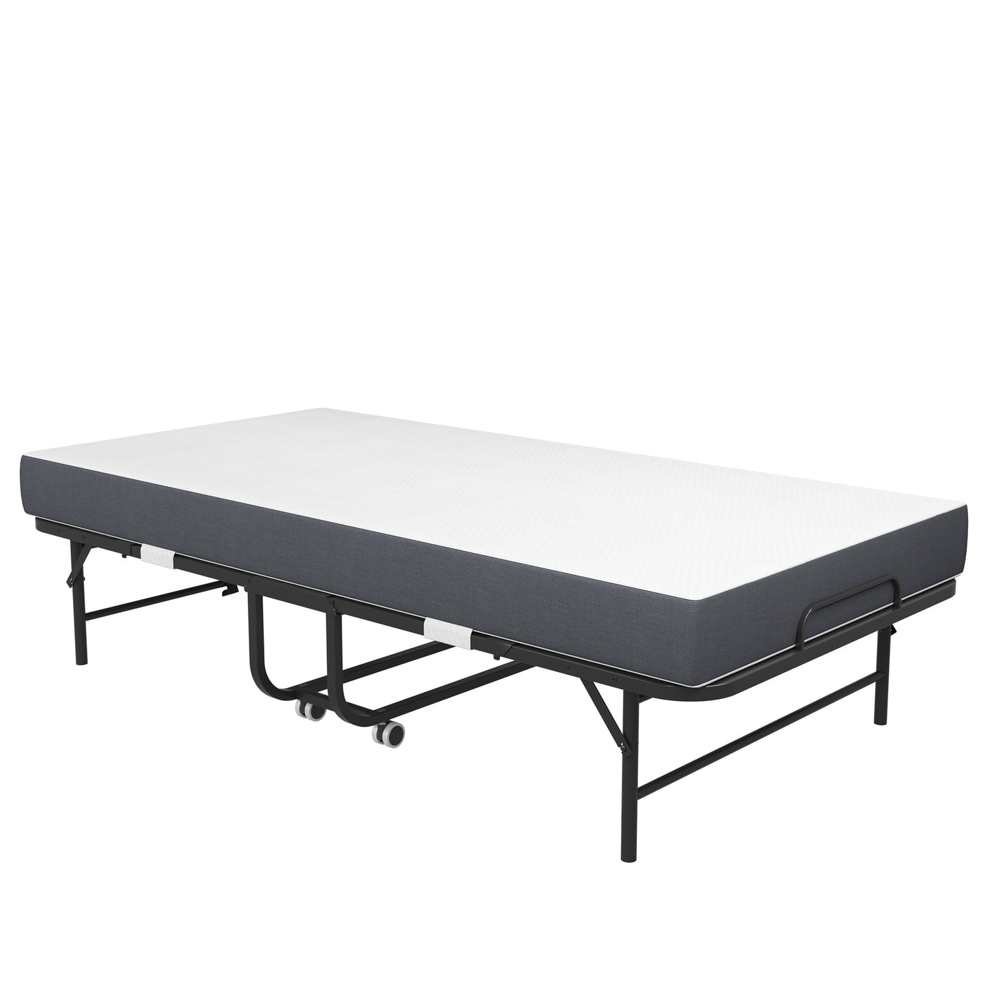 VIYET 12.60''H Extra Long Folding Bed for Tall People, 450LBS Heavy Duty Rollaway Guest Bed with 5" Memory Foam Mattress, Portable Twin Size Bed