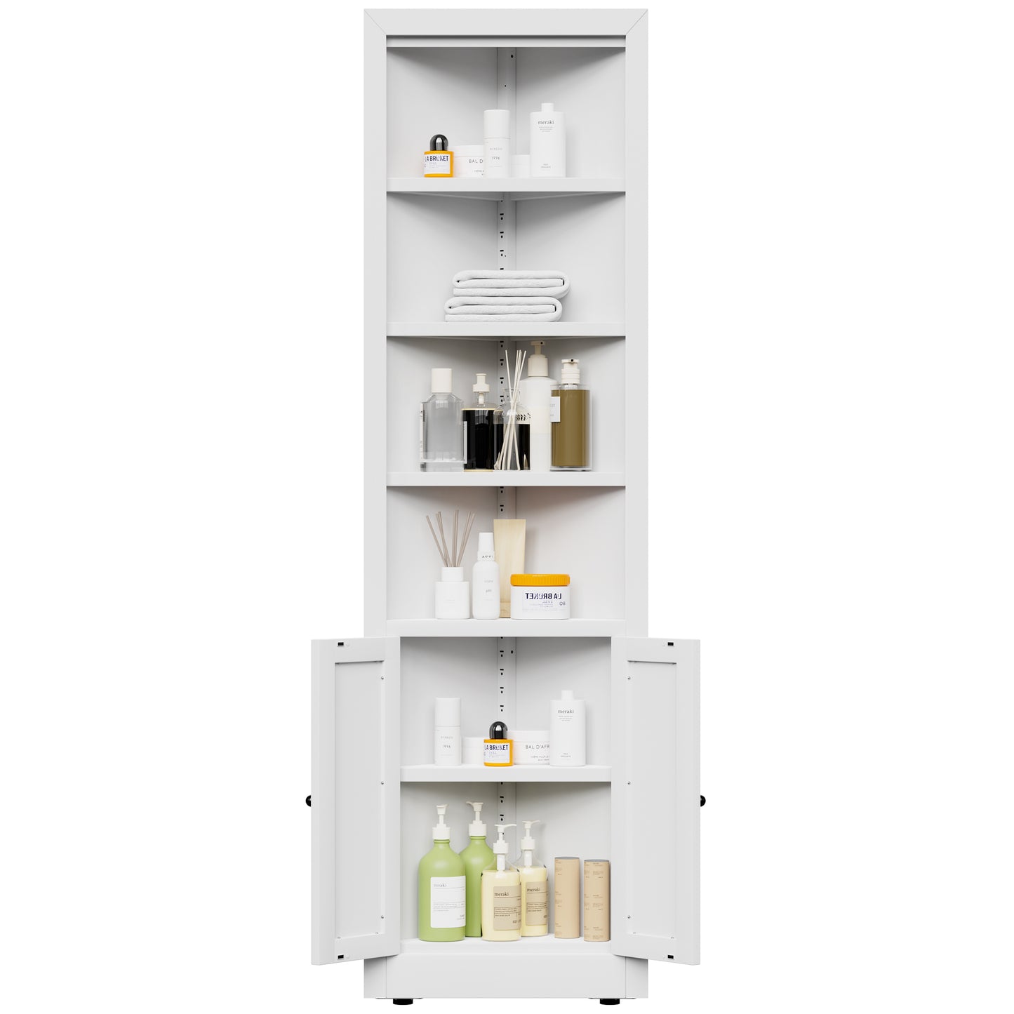 VIYET 71" Tall Corner Storage Cabinet, 5-Tier Metal Corner Cabinet with Adjustable Shelves, Freestanding Space-Saving Organizer