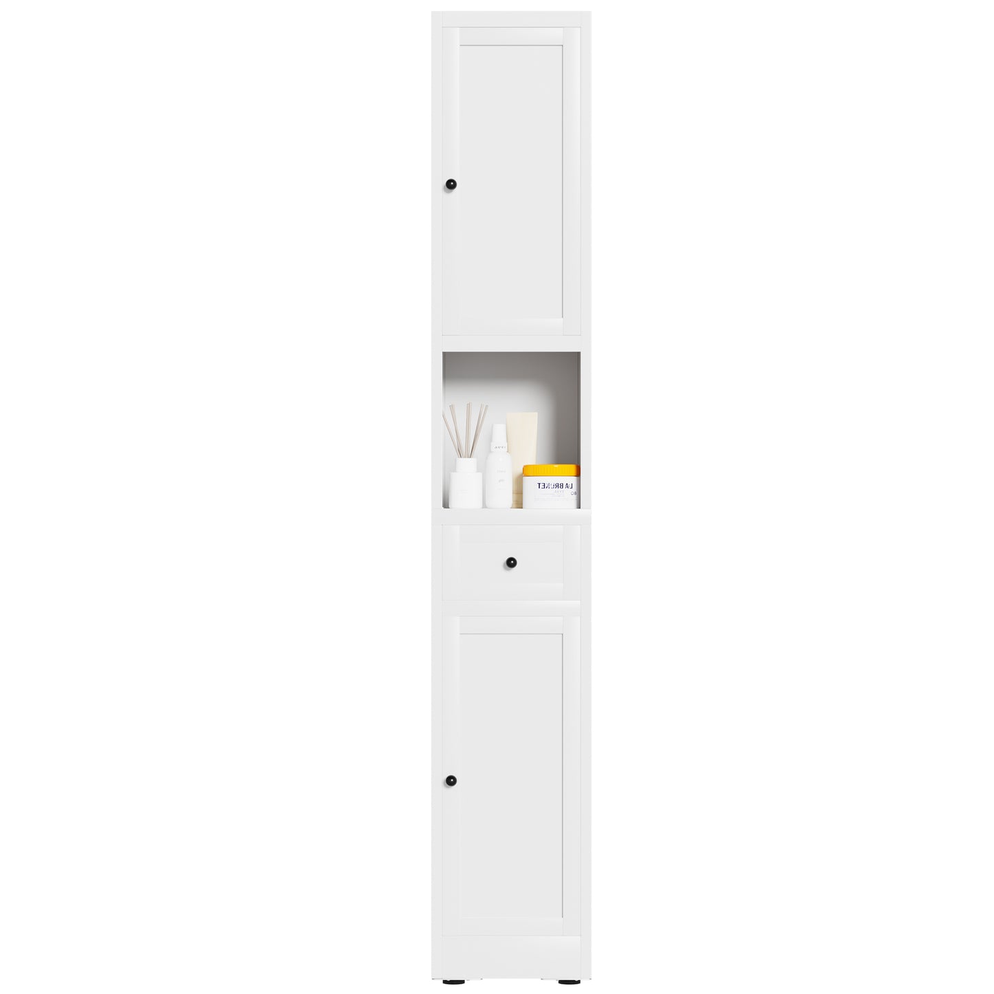 VIYET 71" Tall Bathroom Storage Cabinet, Narrow Metal Linen Cabinet with 2 Doors, Adjustable Shelves, Freestanding Storage Organizer