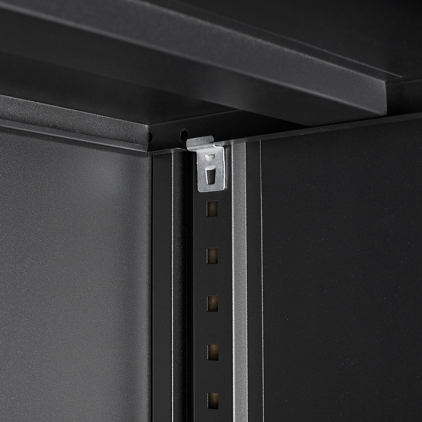 VIYET 41.97"H Metal Folding Storage Cabinet, Filing Cabinet w/ Locking Doors & Adjustable Shelf, Black