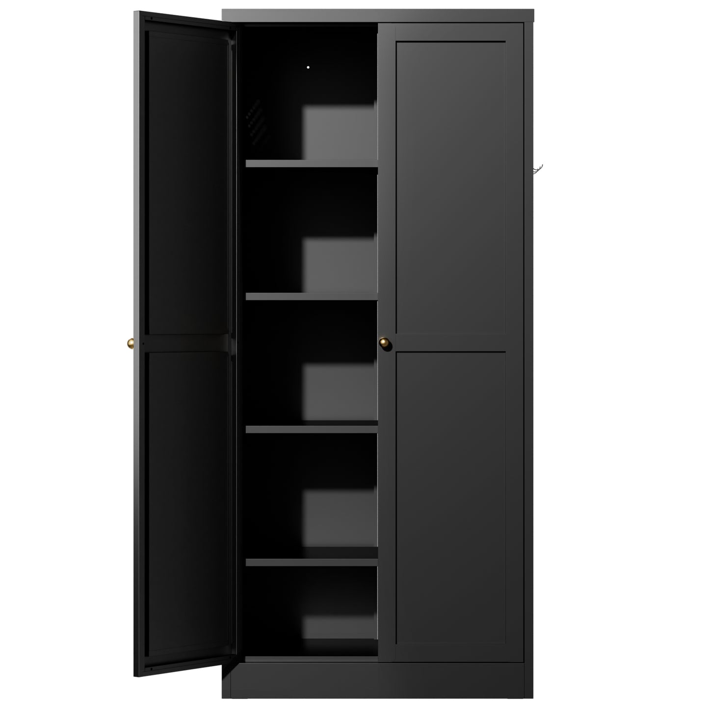 VIYET 61" Black Metal Kitchen Pantry Cabinet, 4 Adjustable Shelves 110lb Capacity, Heavy Duty Freestanding Organizer