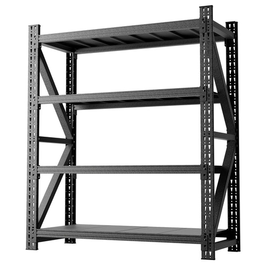 VIYET 69"H 4-Tier Heavy Duty Metal Garage Storage Shelves, 4000 LBS Adjustable Industrial Steel Shelving Unit, Open Rack for Warehouse Basement Workshop, Black