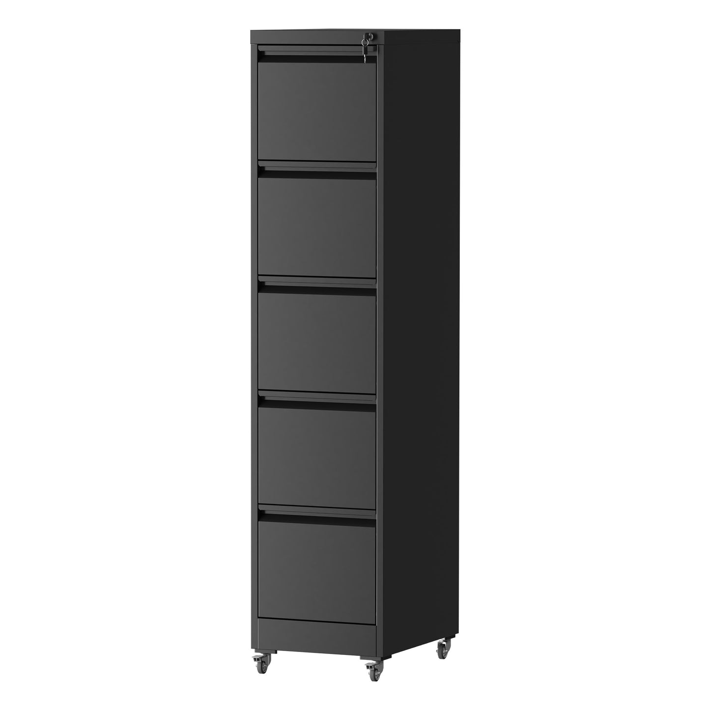 VIYET 64"H 5-Drawer Black Metal Vertical File Cabinet with Lock & Wheels, Heavy-Duty Storage for Home Office, Fits A4/Letter/Legal (Assembly Required)