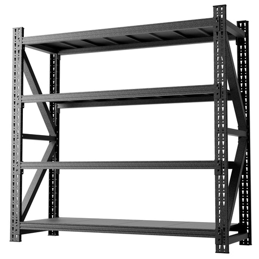 VIYET 69"H 5000LBS Industrial Shelving, 4-Tier Adjustable Heavy Duty Metal Garage Rack, Black for Warehouse Gym