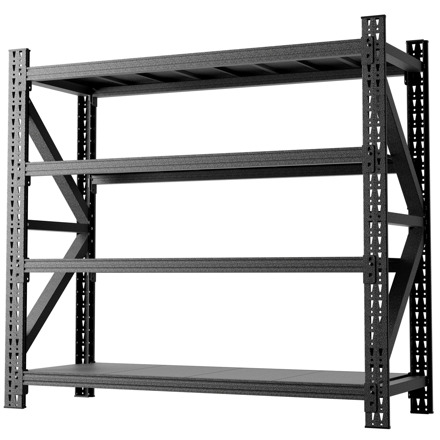 VIYET 4-Shelf Heavy Duty Metal Garage Shelving, 5000 LBS Capacity Adjustable Industrial Storage Unit, 63"H×67"W×23.7", Open Rack for Warehouse Gym, Black