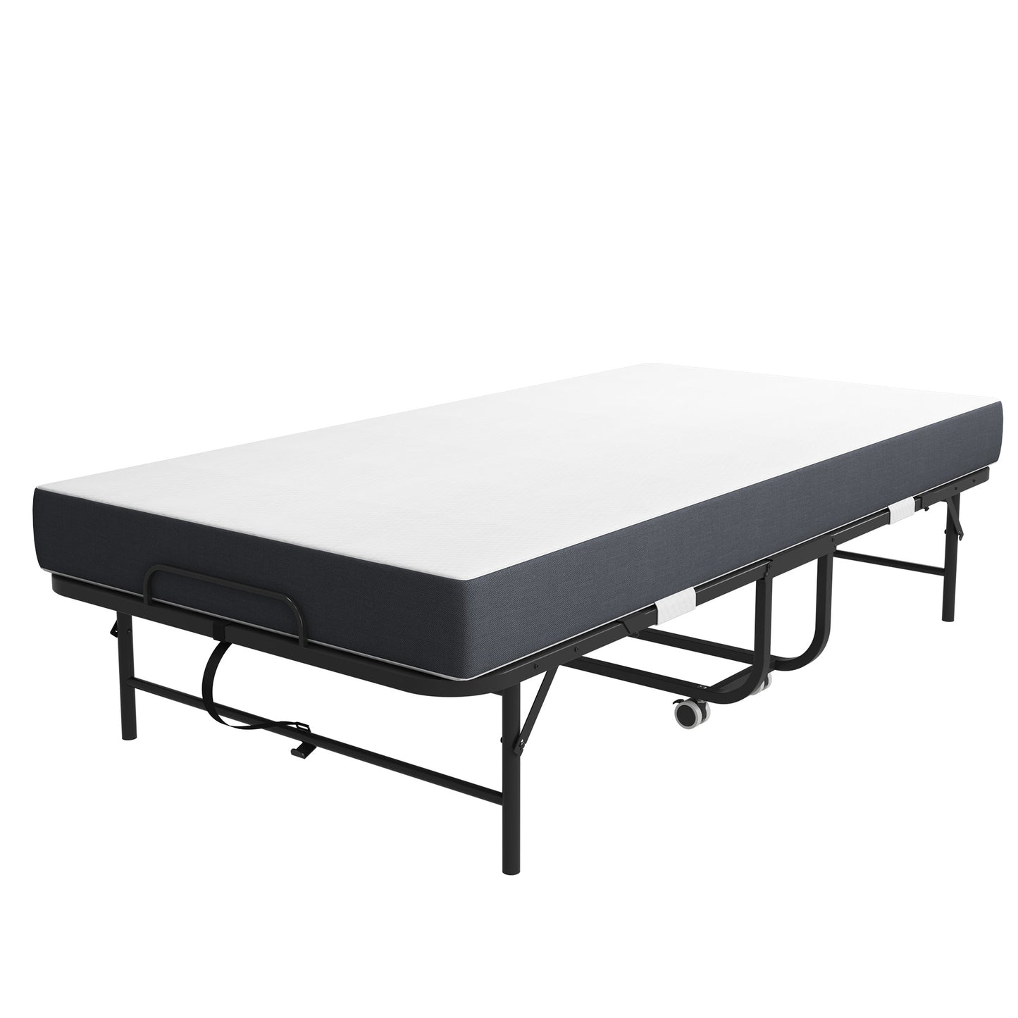 VIYET 12.60''H Extra Long Folding Bed for Tall People, 450LBS Heavy Duty Rollaway Guest Bed with 5" Memory Foam Mattress, Portable Twin Size Bed
