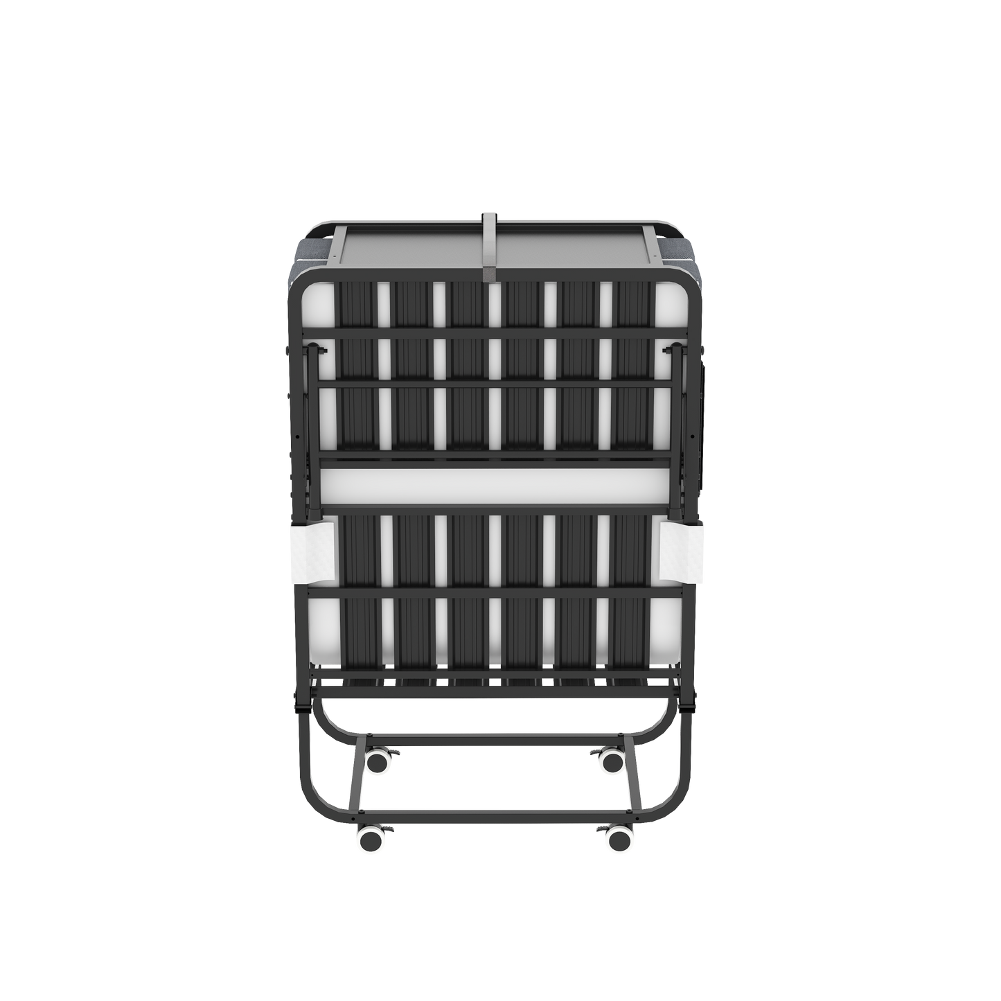 VIYET 75" Folding Rollaway Guest Bed with Adjustable Headboard, 5" Memory Foam Mattress, 450LBS Metal Frame Portable Twin Cot on Wheels