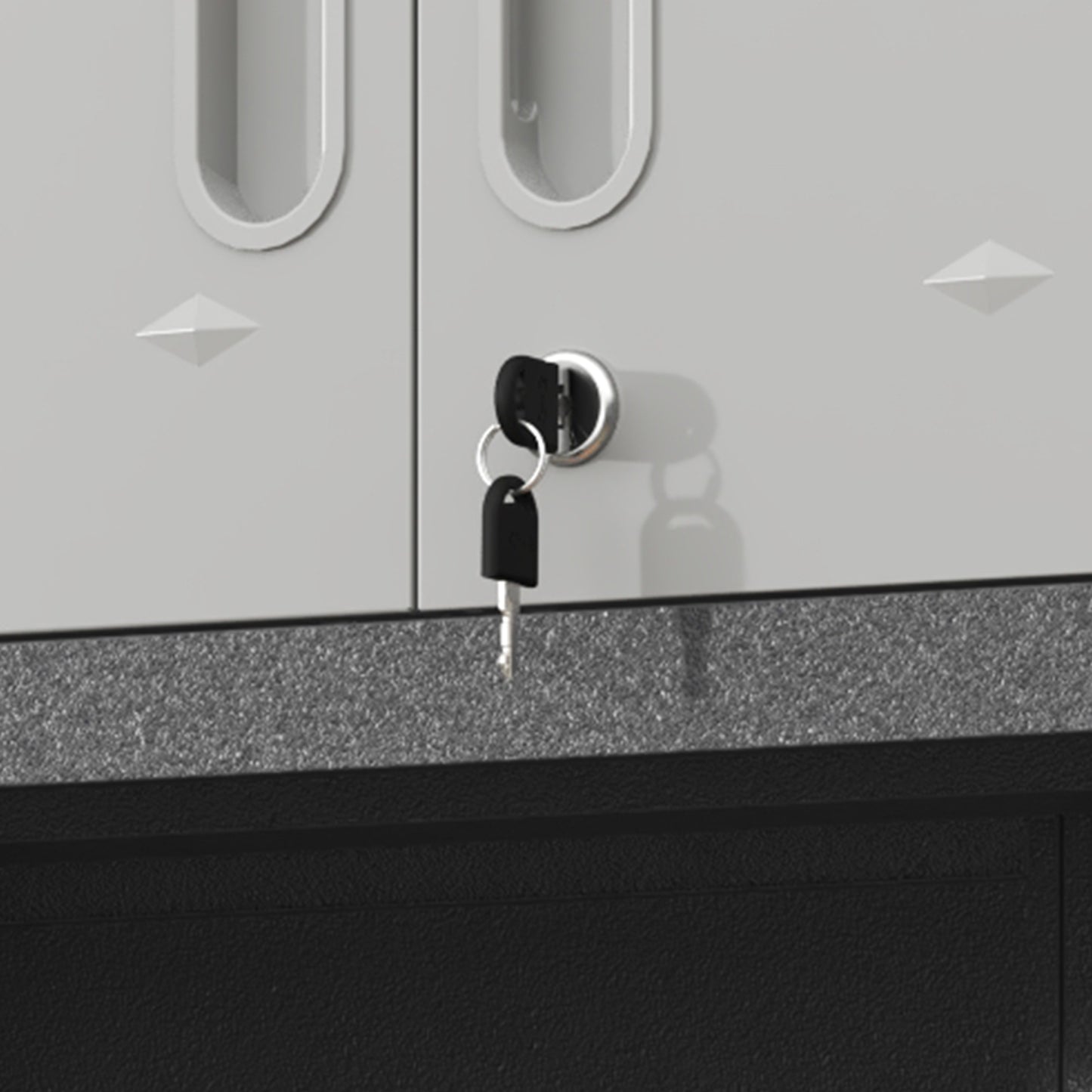 VIYET 30"H Wall-Mounted Metal Storage Cabinet - Locking Doors + Open Drawer + Shelf, Cold-Rolled Steel, Rust-Resistant Powder Coating, Modern Black+Gray for Garage/Office/Warehouse/Home/School