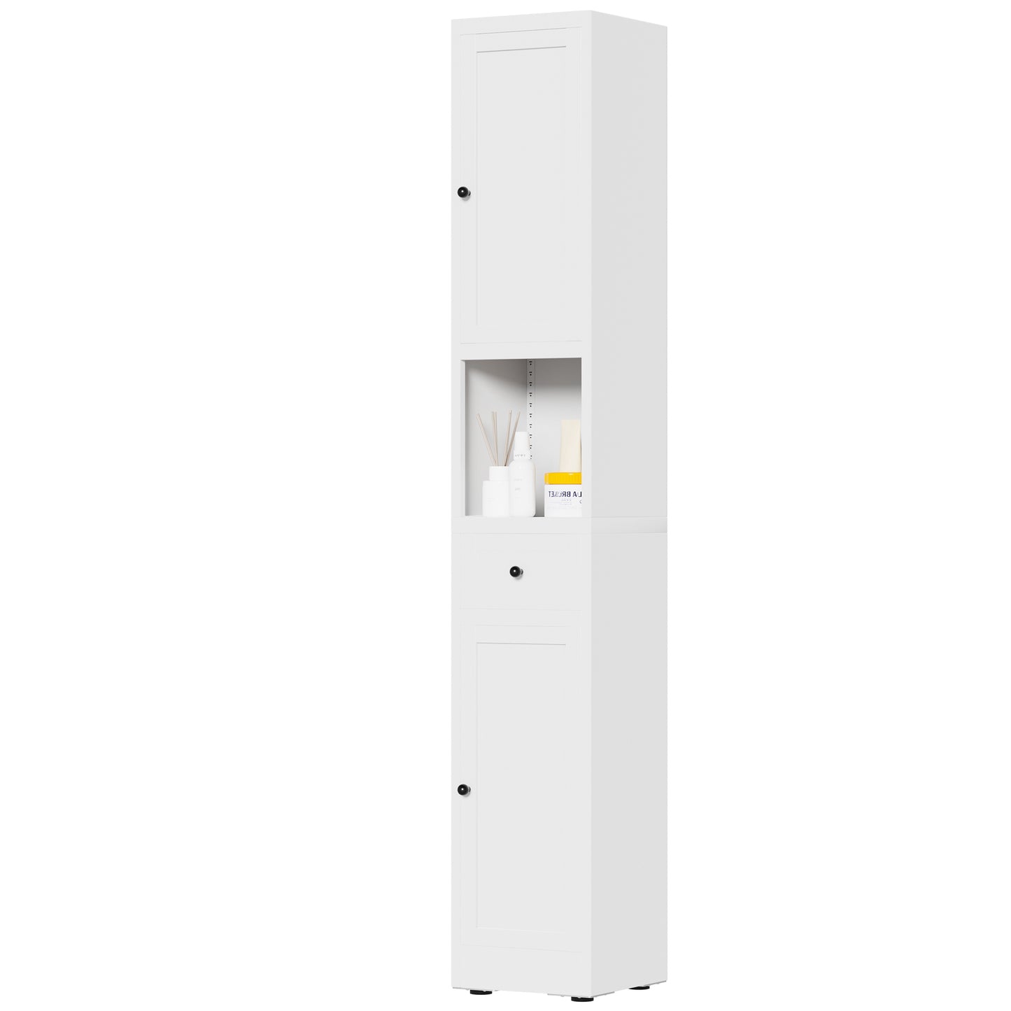 VIYET 71" Tall Bathroom Storage Cabinet, Narrow Metal Linen Cabinet with 2 Doors, Adjustable Shelves, Freestanding Storage Organizer