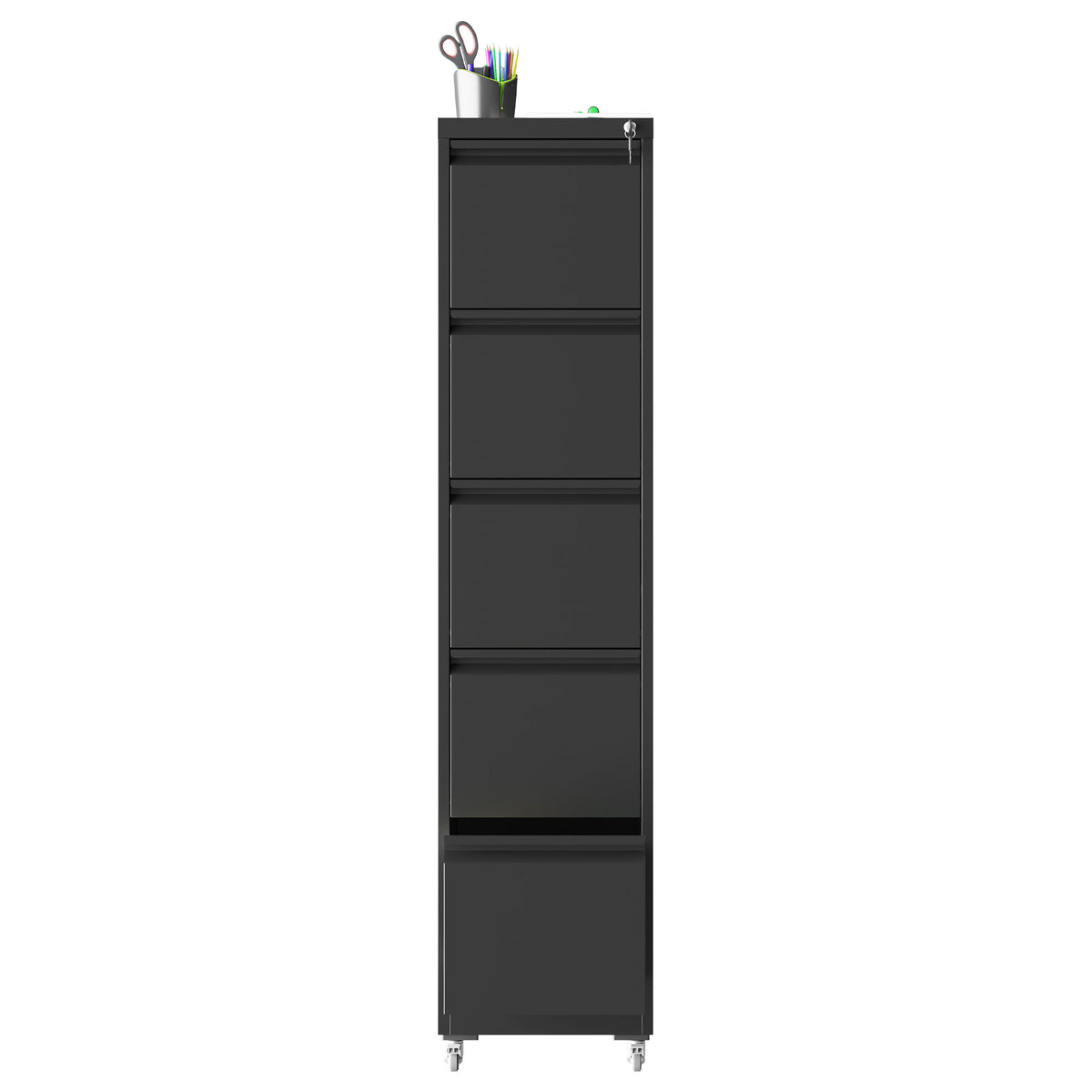 VIYET 5 Drawer Vertical File Cabinet, Metal Rolling Filing Cabinet with Lock, Fits A4, Letter & Legal Files, Home Office Storage
