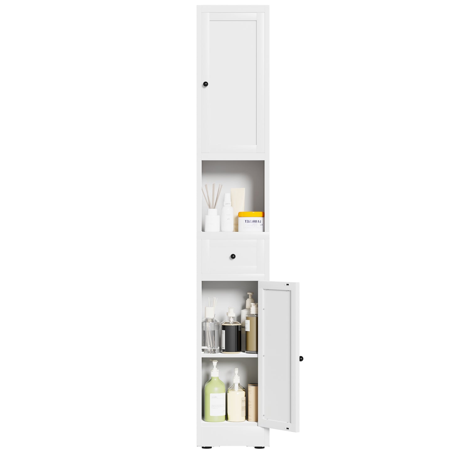 VIYET 71" Tall Bathroom Storage Cabinet, Narrow Metal Linen Cabinet with 2 Doors, Adjustable Shelves, Freestanding Storage Organizer