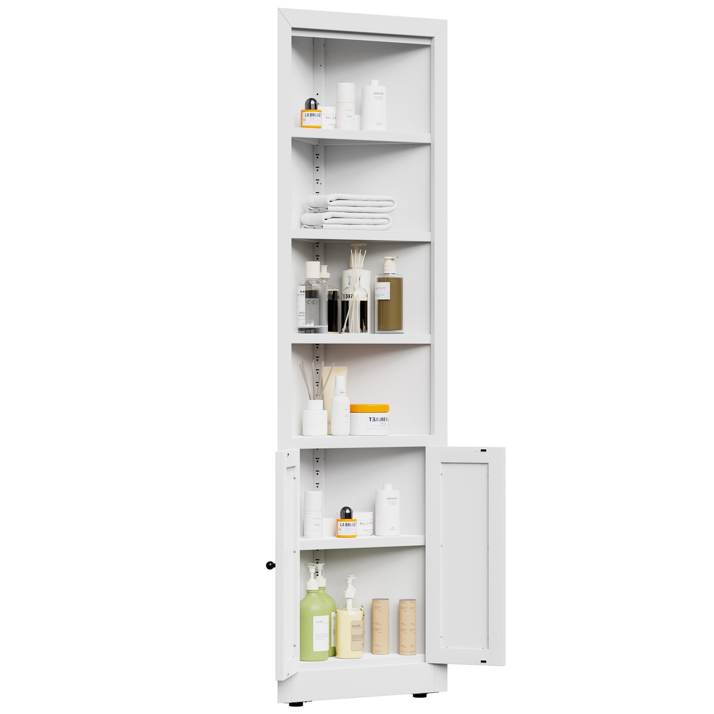 VIYET 71" Tall Corner Storage Cabinet, 5-Tier Metal Corner Cabinet with Adjustable Shelves, Freestanding Space-Saving Organizer