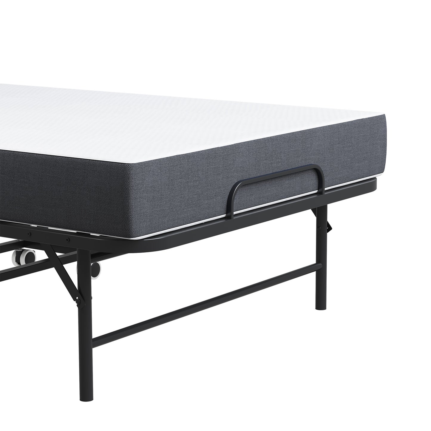 VIYET 75" Folding Rollaway Guest Bed with Adjustable Headboard, 5" Memory Foam Mattress, 450LBS Metal Frame Portable Twin Cot on Wheels